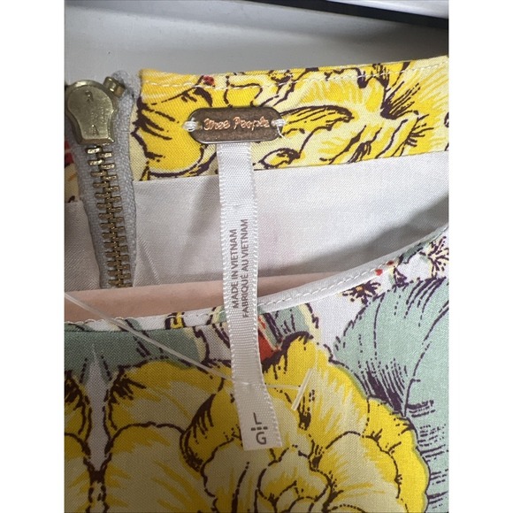 Free People Yara Floral Printed Peasant Flutter Sleeve Mini Dress Size Large NWT - Picture 7 of 15